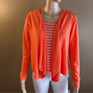 J. Jill Women's Tangerine Open Front Cardigan Sz M